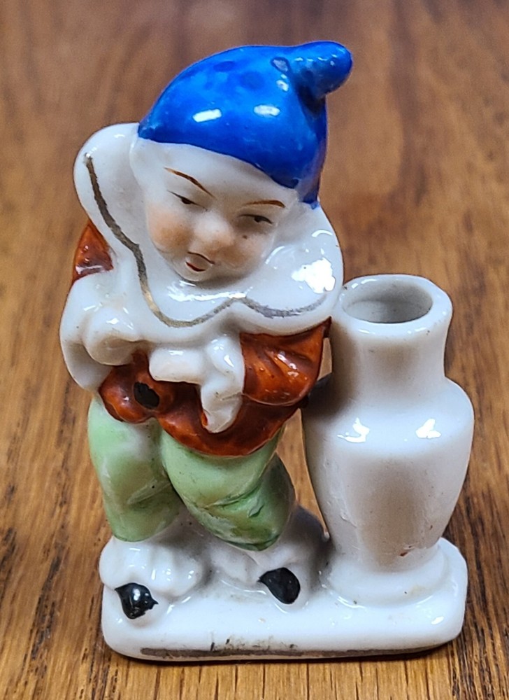 Vintage Clown Figurine, Vase, Toothpick Holder, Occupied Japan, 2.5″ Tall
