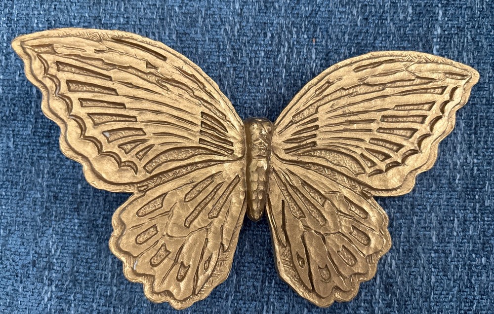 Vintage Homeco Gold Tone Hanging Butterfly Wall Art Made In USA