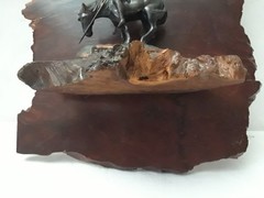 End of The Trail Wooden Plaque Folk Art Native American Warrior on Horse Vintage