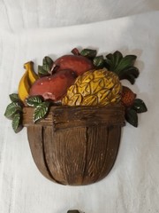 Set Of 4 Vintage Sexton 1978 Metal Wall Plaque Art Vegetables/Fruits n Baskets