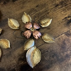 2 Vtg MCM Homco Home Interior Leaves Flower Metal Dogwood Wall Sculpture 1980s