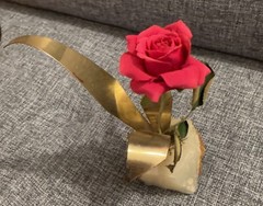 VTG Mid Century MODERN DEMOTT ROSE COPPER METAL SCULPTURE ON ONYX STONE