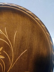 VTG L.Luyten Interlaken Switzerland Carved Etched Flower Wood Plate Dish