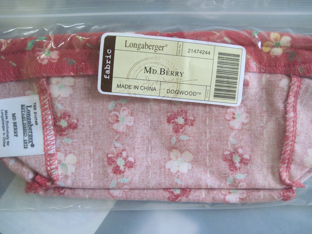 Longaberger~ DOGWOOD FLORAL Fabric Liner for MEDIUM BERRY Basket New In Package