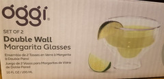 Oggi Double Wall Stemless Margarita Glasses 10 oz. Set of 2 Hand Made New