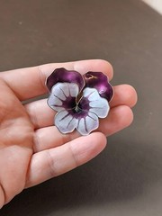 David Andersen Sterling Silver Enamel Brooch Purple 925 Norway