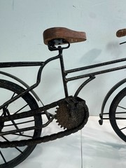 Large 19″ L Collectible Wooden & Wrought Iron Bicycle Model Black Vtg WORKS!