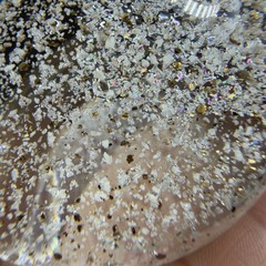 Hand Blown Italian Murano Art Glass Paperweight Dome With Sparkles Center Glass