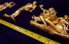 FRENCH ANTIQUE LOUIS XIV GILT DORE RESIN WALL STATUES RELIEF MOULDING DECORATION