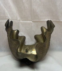 Vintage 1950s Solid Brass Clam Shell Trinket/Planter Hand Crafted In India