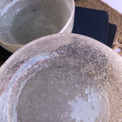 Vintage Hand Blown Clear Art Seed Bubble Glass Sauce Bowls Set Of 3