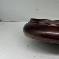 Faux Wood Riser Display Stand 5” Round Metal Painted Mahogany Finish Vase Jar