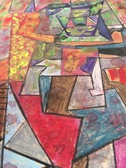 Cubist Original Watercolor Pastels Chalk Painting Signed Picasso Modern Abstract