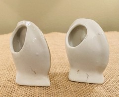 Vintage Porcelain Florida Orange Souvenir Toothpick Holders “I love you Mom/Dad”