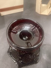 Avon 1876 Cape Cod Collection RUBY RED PEDESTAL Hurricane Lamp ORIGINAL BOX Pz