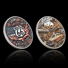 Route 66 USA Commemorative Coin Classic Car & Diner Collectible Travel Souvenir