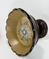 Vintage Norwegian Hand Painted Wood Rosemaling Fruit Bowl Pedestal