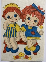 Raggedy Ann & Andy Dutch Holland Vintage Unframed Wall Art