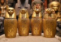 RARE Egyptian Antiquities Canopic jars (sons of Horus) jars for mummification BC