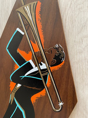 2 Vintage Mid Century TruArt Musicians Diamond Shaped Wall Art Decor Pair 21×7″