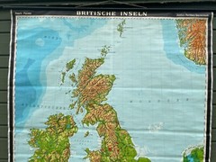 Vintage UNITED KINGDOM geographical school map chart UK GREAT BRITAIN geography