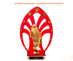 FISH STANDING BASS RED SHELL FISHING TROPHY