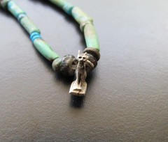 NILE Ancient Egyptian Silver Cat Amulet Mummy Bead Necklace ca 000 BC