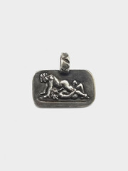 Ancient Roman Erotic Silver Pendant Classical Relief Scene Wearable Artifact
