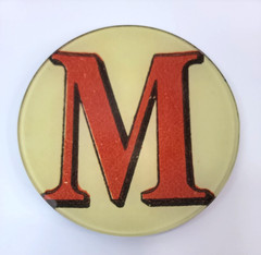 John Derain Red Letter “M” Signed 5.25 Plate Decoupage Hand Blown Glass New York