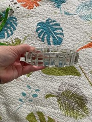 Vintage Avon, Oval,Clear Crystal Glass Dish, Heavy Glass, Jagged Edge, 5″ Long!
