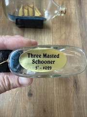Vintage 3 Masted Schooner Ships In A Bottle Impressed Cork Seal John Madison