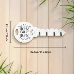 1pc Rustic Wooden Wall Mounted Key Rack with Shelf and Hooks – MWM290579