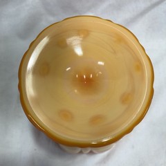 LE Smith Orange Slag Glass Covered Pedestal Candy Dish Compote With Lid Vintage
