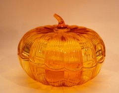 Marquis By Waterford Crystal 8″ Orange Pumpkin Candy Dish/Bowl Made In Germany