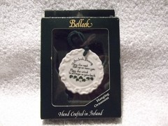 Belleek Irish Blessing Hanging Ornament Fine Parian China Made in Ireland
