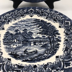 Royal Art Staffordshire Transfer Ware Blue And White 2 Plates