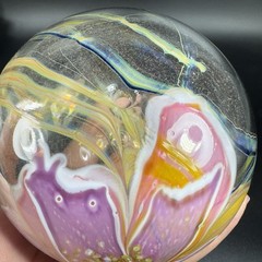1985 Glasshouse Studios Signed Hand Blown Art Glass Oil Lamp Vase Paperweight