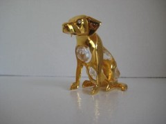 KG & Co. Gold Plated Yellow Lab Dog Swarvoski Crystals 3 in.