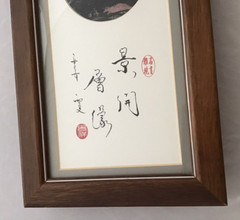Chinese Jasper Picture Scholar Dream Stone Landscape Trees Framed