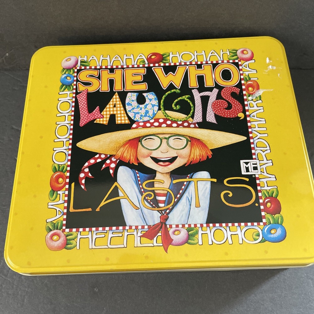 Mary Engelbreit Tin Collectible SHE WHO LAUGHS LAST JCPenney Exclusive New