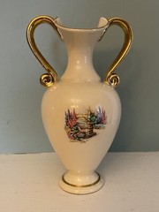 Vintage Vase Made In Norway – Girl In Royal Garden – Floral Empress Gold Detail