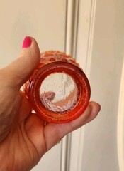 Vintage Orange Glass Toothpick Holder ~w Dragon Fly