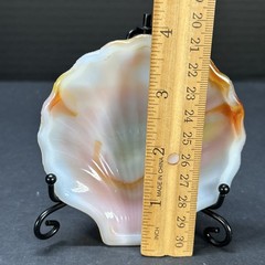 VTG Akro Agate Slag Glass Orange Swirl Clam Shell Trinket Dish Soap #246 USA