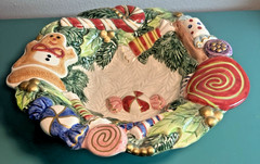 Fitz and Floyd Gingerbread Sugar Plum Candydish Bowl Christmas 1990s Vintage