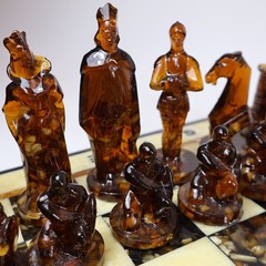 Made in USA Baltic Amber Chess Set Teutonic Knights Handmade Collectible Gift