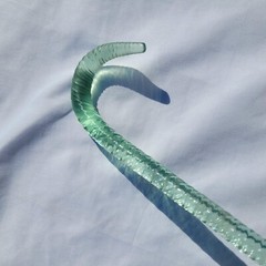 Rare Antique Whimsy Parade Cane Light Blue End Of Day Blown Twisted Glass Rod