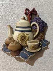 Vintage Home Interiors Plastic Wall Plaque Cottagecore Teapot Made In USA