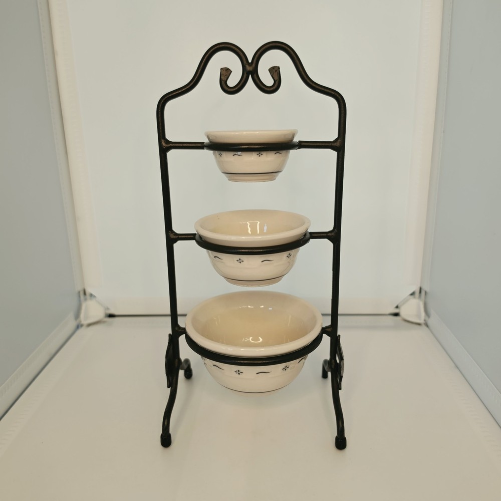 Longaberger Collectors Club Mini Wrought Iron Stand & 3 Mixing Bowls No Box