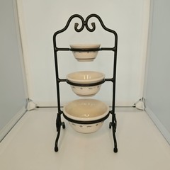 Longaberger Collectors Club Mini Wrought Iron Stand & 3 Mixing Bowls No Box