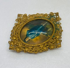 Antique Victorian Era Blue Boy Painting Brass Ornate Framed Art Decor Picture 7